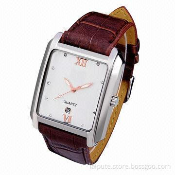Silver Big Case Men's Square Watch for Promotions/Gifts, Classic Design with Japan Movement